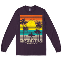 Plum windansea beach california ca surfer surfing surf palm tree Long Sleeve Tee - DesignPulse