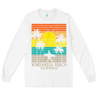 White windansea beach california ca surfer surfing surf palm tree Long Sleeve Tee - DesignPulse