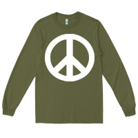 Army Green Peace Sign Long Sleeve Tee - DesignPulse