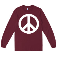 Burgundy Peace Sign Long Sleeve Tee - DesignPulse