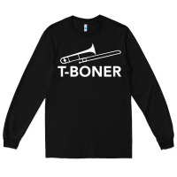 Black funny trombone funny t boner funny t boner tboner Long Sleeve Tee - DesignPulse