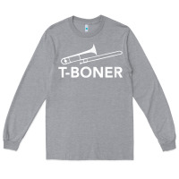 Heather Grey funny trombone funny t boner funny t boner tboner Long Sleeve Tee - DesignPulse