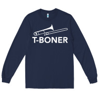 Navy funny trombone funny t boner funny t boner tboner Long Sleeve Tee - DesignPulse