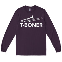 Plum funny trombone funny t boner funny t boner tboner Long Sleeve Tee - DesignPulse