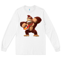 White Donkey Kong 3D Poster Long Sleeve Tee - DesignPulse