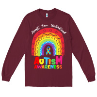 Burgundy autism awareness month t  shirt autism awareness rainbow accept unders Long Sleeve Tee - DesignPulse