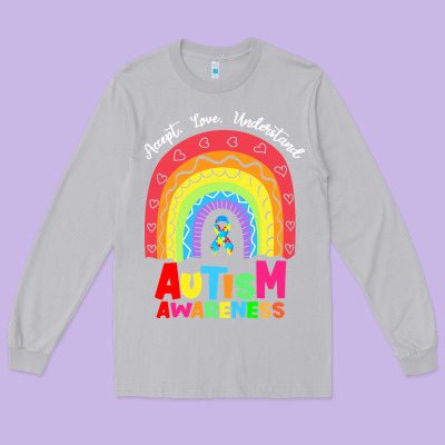Autism Awareness Month T  Shirt Autism Awareness Rainbow Accept Unders Long Sleeve Tee Designed By Designpulse