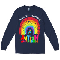 Navy autism awareness month t  shirt autism awareness rainbow accept unders Long Sleeve Tee - DesignPulse