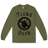 Army Green ticks suck shirt lyme disease gift green awareness ribbon Long Sleeve Tee - DesignPulse