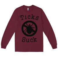 Burgundy ticks suck shirt lyme disease gift green awareness ribbon Long Sleeve Tee - DesignPulse