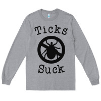 Heather Grey ticks suck shirt lyme disease gift green awareness ribbon Long Sleeve Tee - DesignPulse