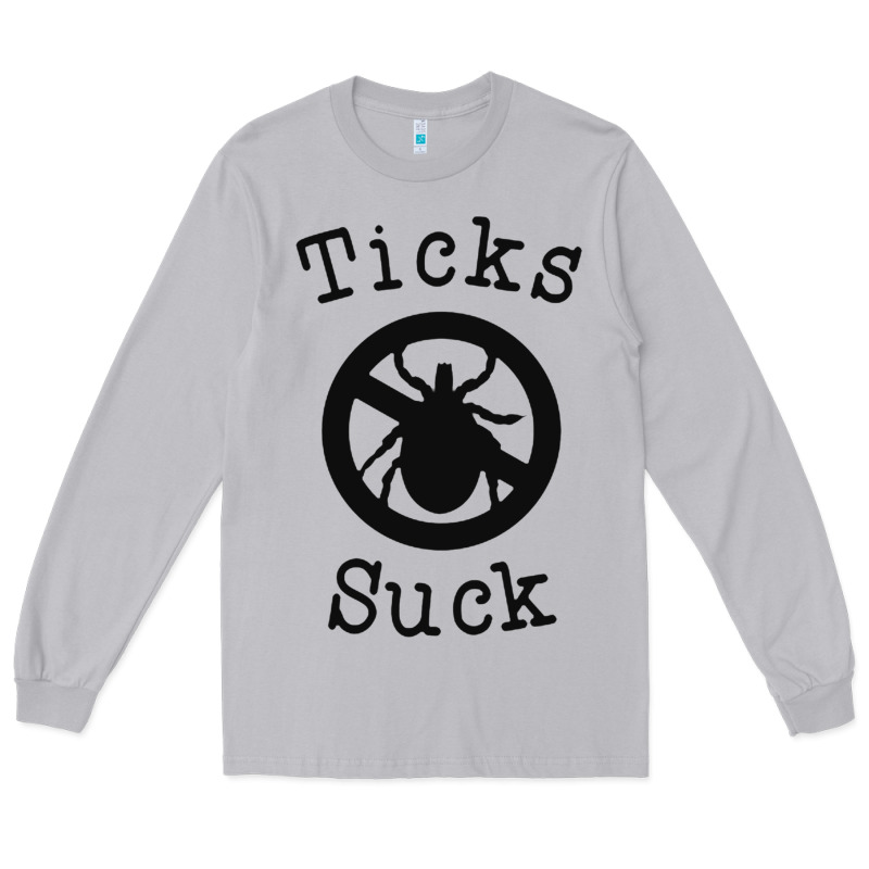 Ticks Suck Shirt Lyme Disease Gift Green Awareness Ribbon Long Sleeve Tee by DesignPulse | Teevron