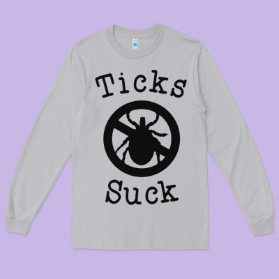 Ticks Suck Shirt Lyme Disease Gift Green Awareness Ribbon Long Sleeve Tee Designed By Designpulse