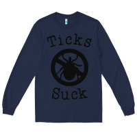 Navy ticks suck shirt lyme disease gift green awareness ribbon Long Sleeve Tee - DesignPulse