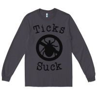 Smoke ticks suck shirt lyme disease gift green awareness ribbon Long Sleeve Tee - DesignPulse