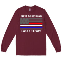 Burgundy police fire ems first responder american flag firefighter t shirt Long Sleeve Tee - DesignPulse
