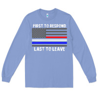 Colony Blue police fire ems first responder american flag firefighter t shirt Long Sleeve Tee - DesignPulse