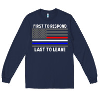 Navy police fire ems first responder american flag firefighter t shirt Long Sleeve Tee - DesignPulse