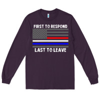 Plum police fire ems first responder american flag firefighter t shirt Long Sleeve Tee - DesignPulse