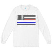 White police fire ems first responder american flag firefighter t shirt Long Sleeve Tee - DesignPulse