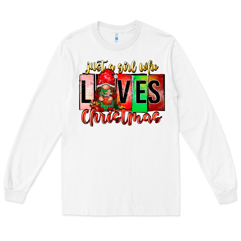 Just A Girl Who Loves Christmas Long Sleeve Tee by CowhideDigitalArt | Teevron