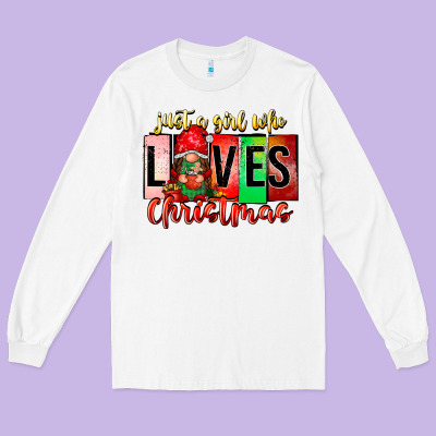 Just A Girl Who Loves Christmas Long Sleeve Tee Designed By Cowhidedigitalart