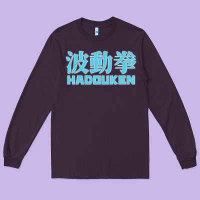 Hadouken Street Arcade Fighter Retro Ryu Gaming Funny Long Sleeve Tee Designed By Designpulse