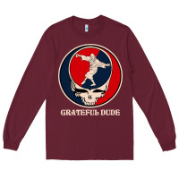 Burgundy grateful dude Long Sleeve Tee - DesignPulse