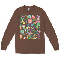 Chestnut cute birds t  shirt birds and blooms   cute floral pattern by cecca de Long Sleeve Tee - DesignPulse