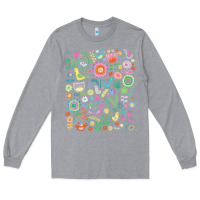 Heather Grey cute birds t  shirt birds and blooms   cute floral pattern by cecca de Long Sleeve Tee - DesignPulse