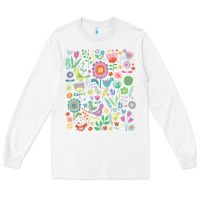 White cute birds t  shirt birds and blooms   cute floral pattern by cecca de Long Sleeve Tee - DesignPulse