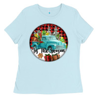 Baby Blue Tis The Season Truck Ladies Tee - FaDigitalArtStudio