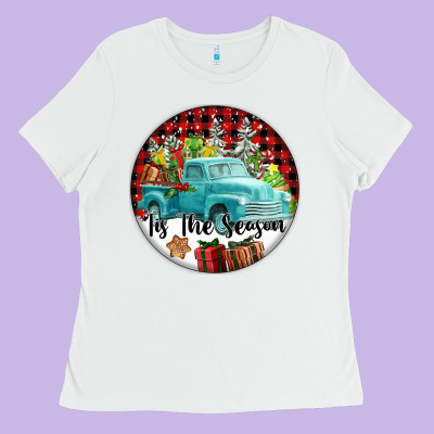Tis The Season Truck Ladies Tee Designed By Fadigitalartstudio