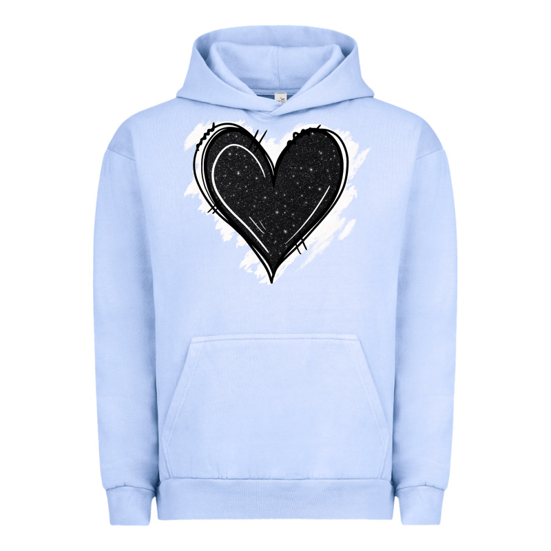 Black Glitter Heart Urban Hoodie by Jasminsmagicworld | Teevron