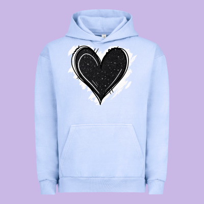 Black Glitter Heart Urban Hoodie Designed By Jasminsmagicworld