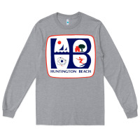 Heather Grey Coat of arms of Huntington Beach Long Sleeve Tee - PixelWave