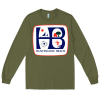 Army Green Coat of arms of Huntington Beach Long Sleeve Tee - PixelWave