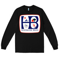 Black Coat of arms of Huntington Beach Long Sleeve Tee - PixelWave