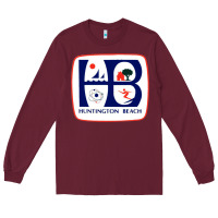 Burgundy Coat of arms of Huntington Beach Long Sleeve Tee - PixelWave