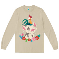 Mushroom Moana HeiHei Rooster Pua Flowers Graphic Long Sleeve Tee - PixelWave
