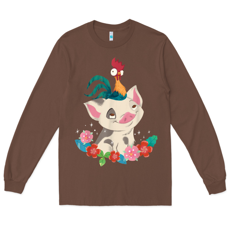 Moana Heihei Rooster Pua Flowers Graphic Long Sleeve Tee by PixelWave | Teevron