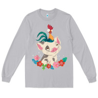 Moon Dust Moana HeiHei Rooster Pua Flowers Graphic Long Sleeve Tee - PixelWave