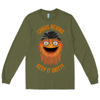 Army Green chaos reigns keep it gritty Long Sleeve Tee - PixelWave
