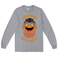 Heather Grey chaos reigns keep it gritty Long Sleeve Tee - PixelWave