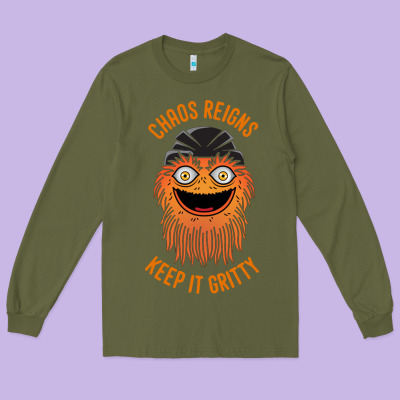 Chaos Reigns Keep It Gritty Long Sleeve Tee Designed By Pixelwave