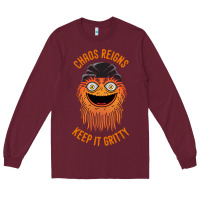 Burgundy chaos reigns keep it gritty Long Sleeve Tee - PixelWave