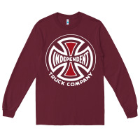 Burgundy independent company cross skateboard Long Sleeve Tee - PixelWave