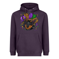 Plum mardi gras hat dachshund puppy Heavyweight Hoodie - RanaPortraitStore