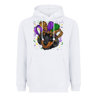 White mardi gras hat dachshund puppy Heavyweight Hoodie - RanaPortraitStore