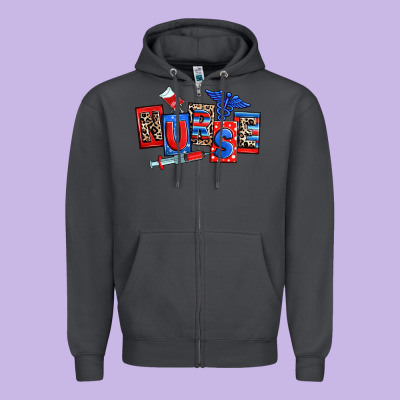 Usa Nurse Zipper Hoodie Designed By Ranaportraitstore